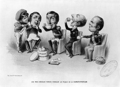 The Absolute Kings Forced to Swallow the Pill of the Constitution, 1848 by French School